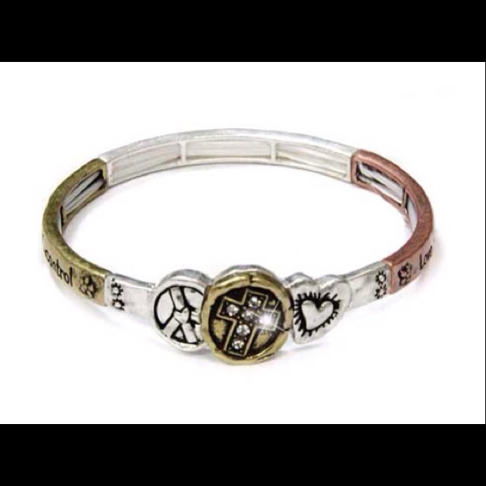 Tri-Tone Fruit of the Spirit stretch bracelet.